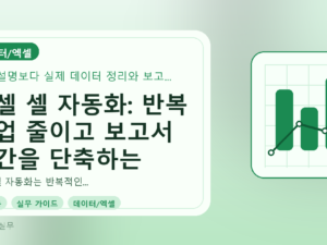 엑셀 셀 자동화: 반복 작업 줄이고 보고서 시간을 단축하는 실무 가이드를 설명하는 대표이미지