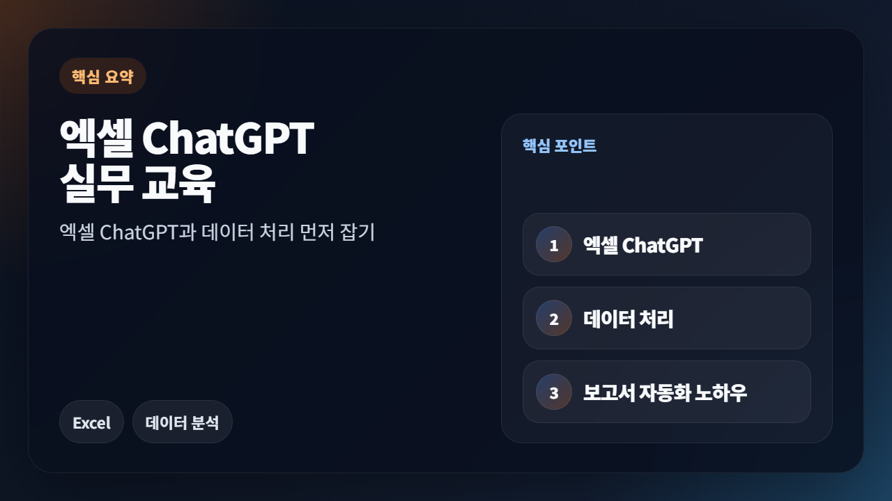 엑셀 ChatGPT 실무 교육 핵심 요약 이모션 이미지