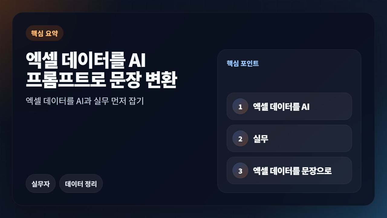 엑셀 데이터를 AI 프롬프트로 문장 변환 핵심 요약 이모션 이미지