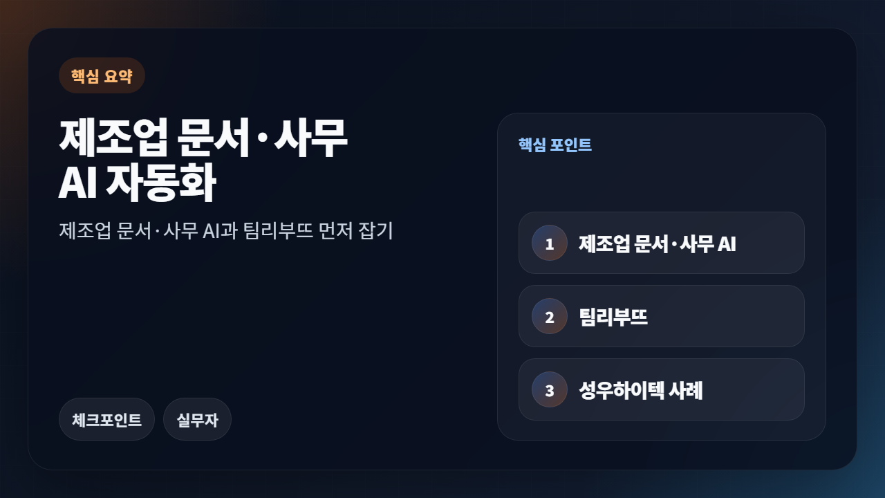 제조업 문서·사무 AI 자동화 핵심 요약 이모션 이미지