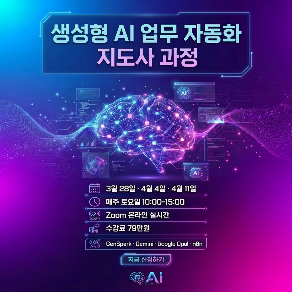 생성형 AI 업무 자동화 지도사 3주 완성 과정 관련 이미지