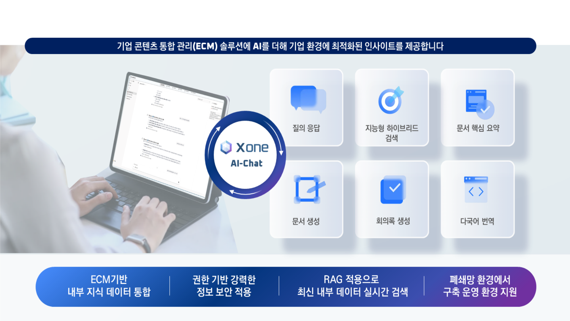 문서중앙화(ECM) 전문기업, 엑스소프트 Xone AI-Chat 솔루션 관련 이미지