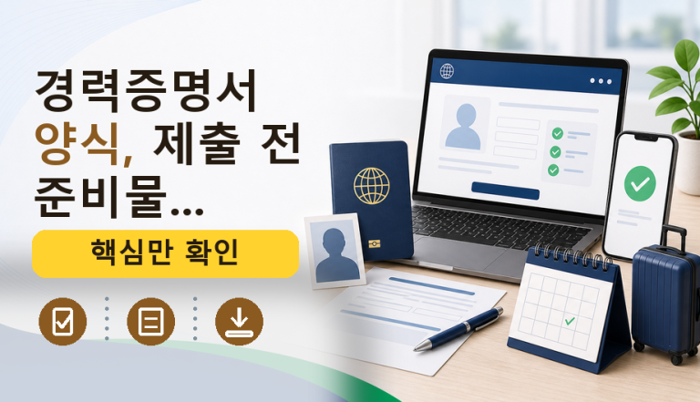 경력증명서 양식, 제출 전 준비물...를 설명하는 대표 이미지