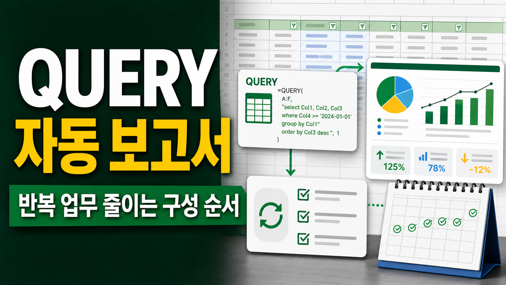 구글 스프레드시트 QUERY 함수 자동 보고서, 반복 업무 줄이는 구성 순서 관련 이미지 1