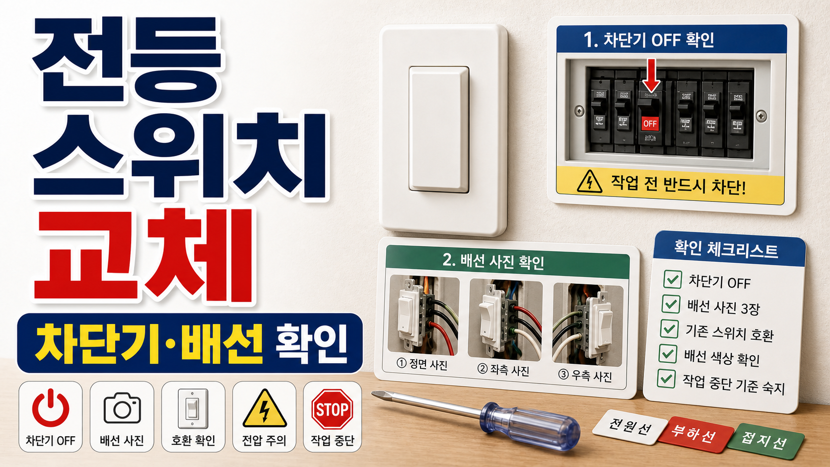 전등 스위치 교체 전 차단기와 배선 사진 확인 순서 관련 이미지 1