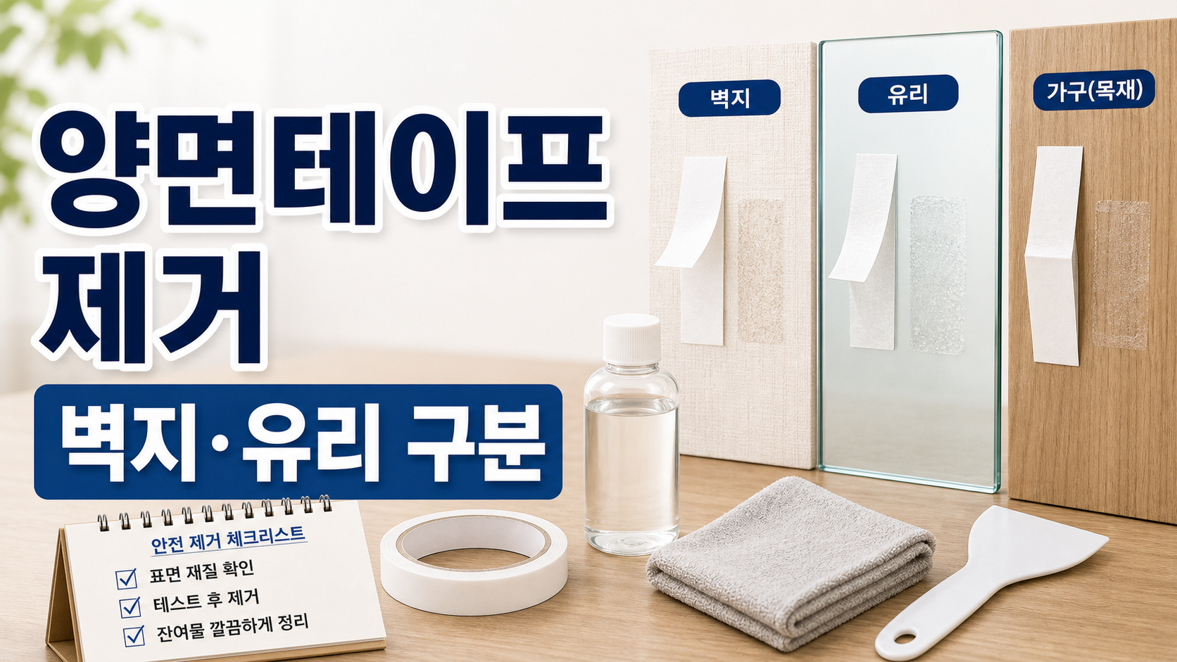 양면테이프 제거 전 벽지·유리·가구 표면 구분하기 관련 이미지 1