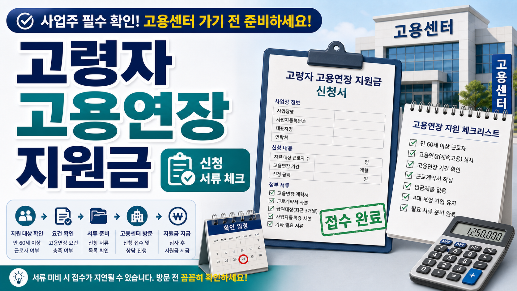 고령자 고용연장 지원금 신청 서류, 사업주가 고용센터 가기 전 확인할 것 관련 이미지 1
