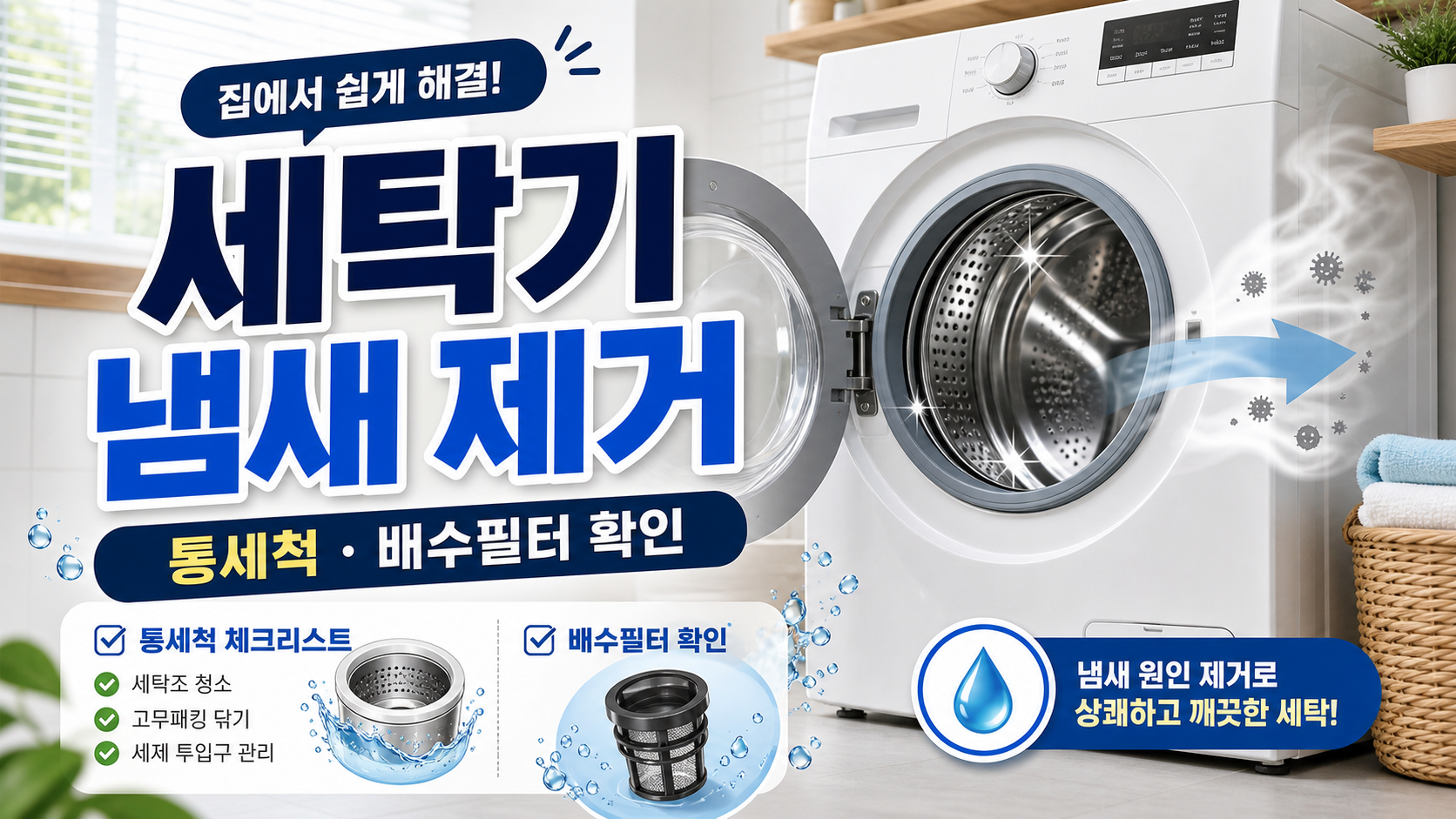 세탁기 냄새 제거, 통세척과 배수필터를 순서대로 보는 법 관련 이미지 1
