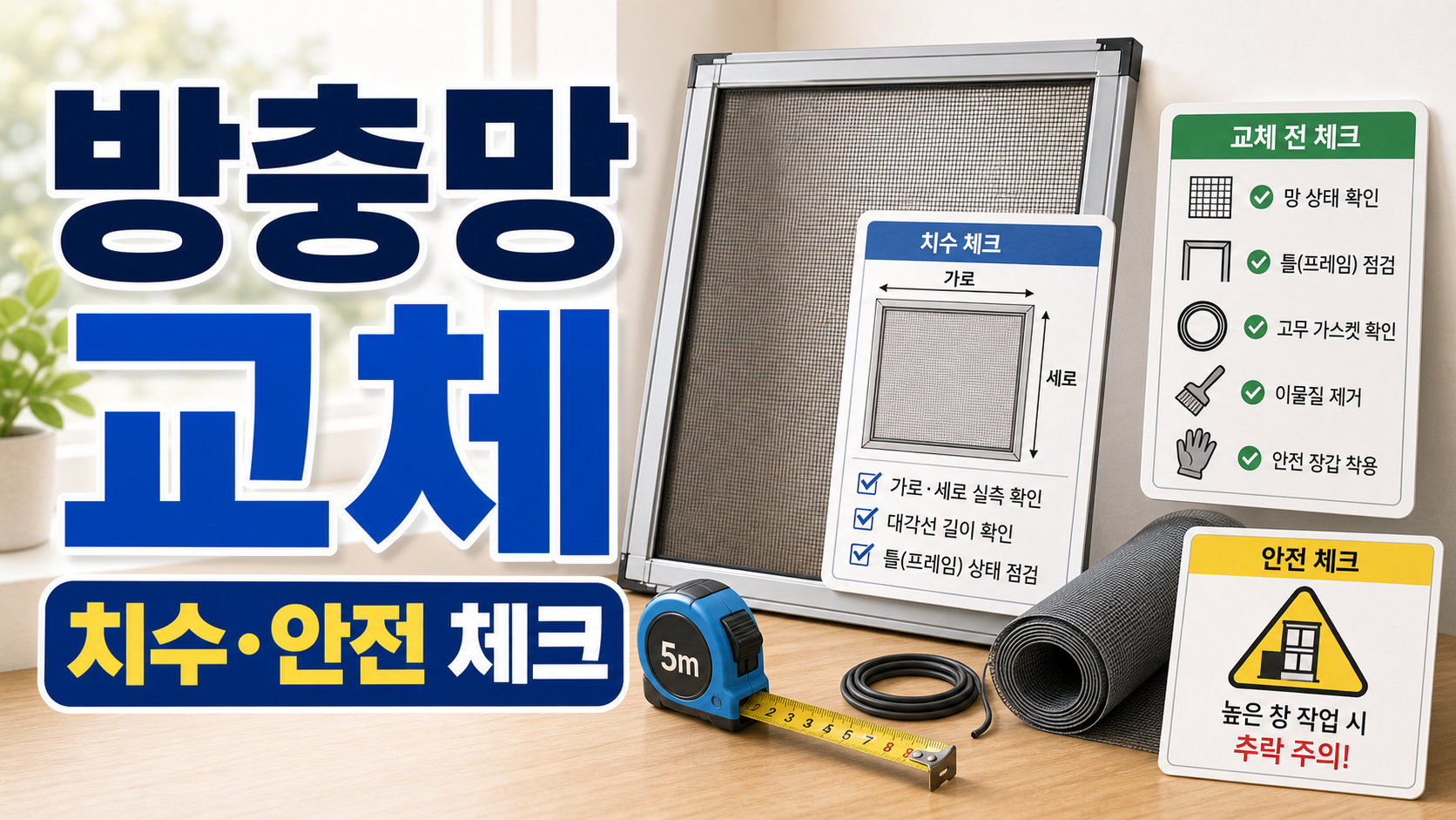 방충망 교체 전 치수 재기와 안전 작업 체크리스트 관련 이미지 1