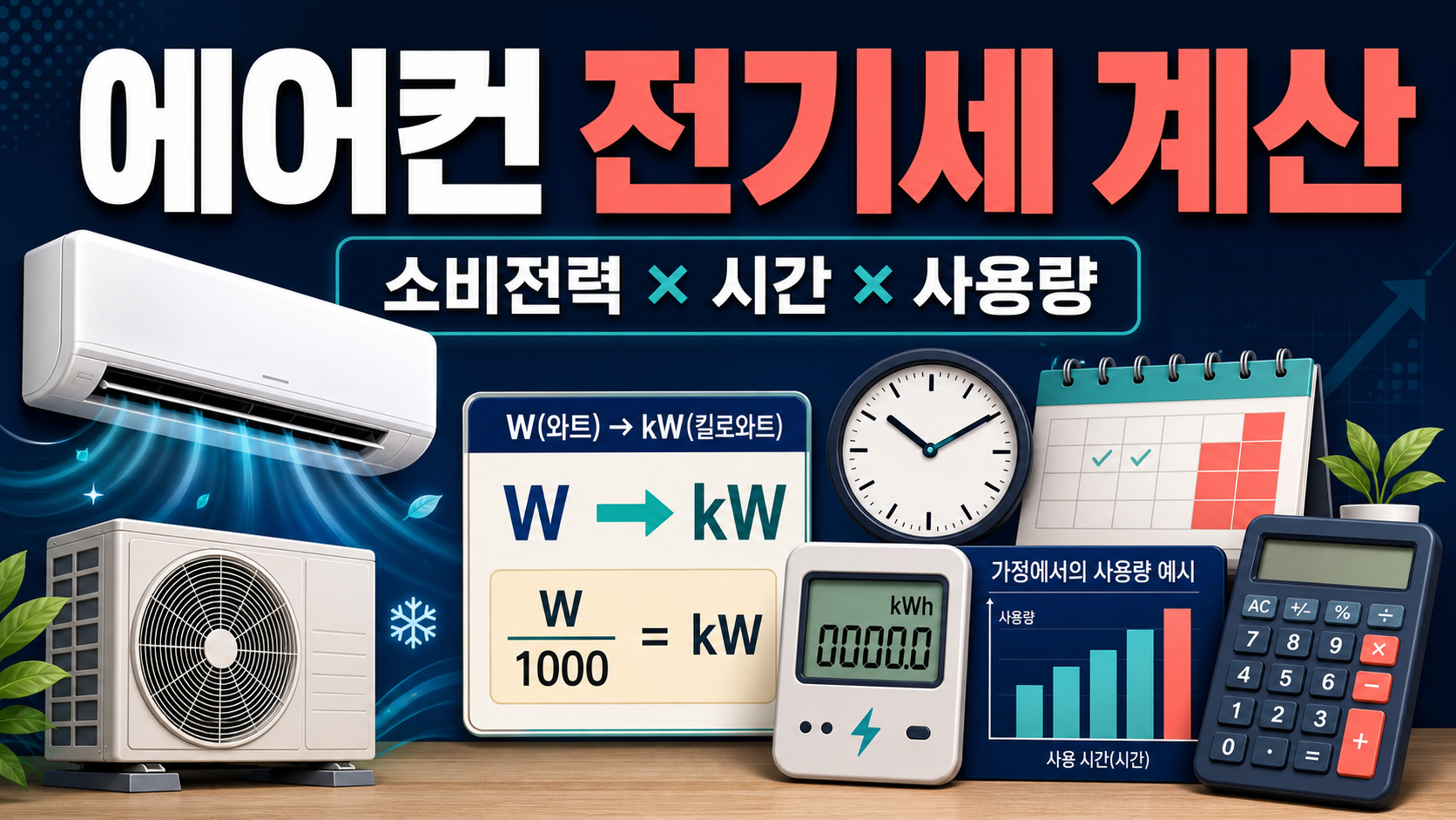에어컨 전기세 계산에 필요한 소비전력과 시간 관련 이미지 1