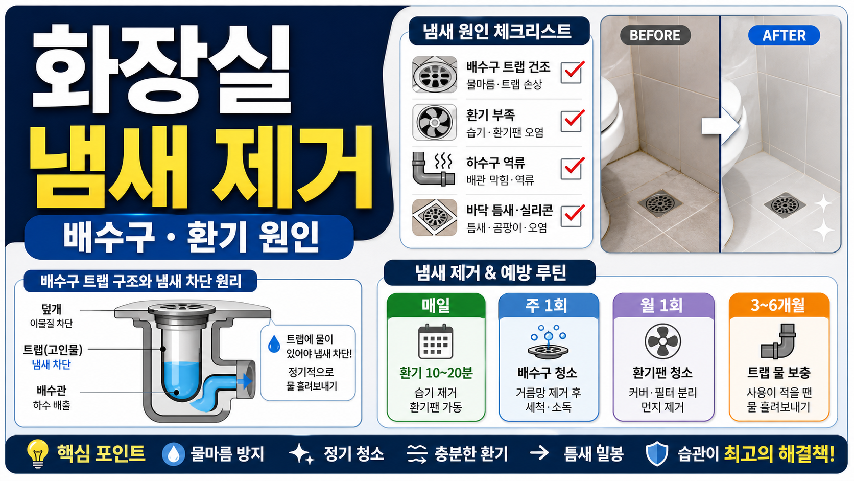 화장실 냄새 제거 배수구·환기 원인 체크 관련 이미지 1
