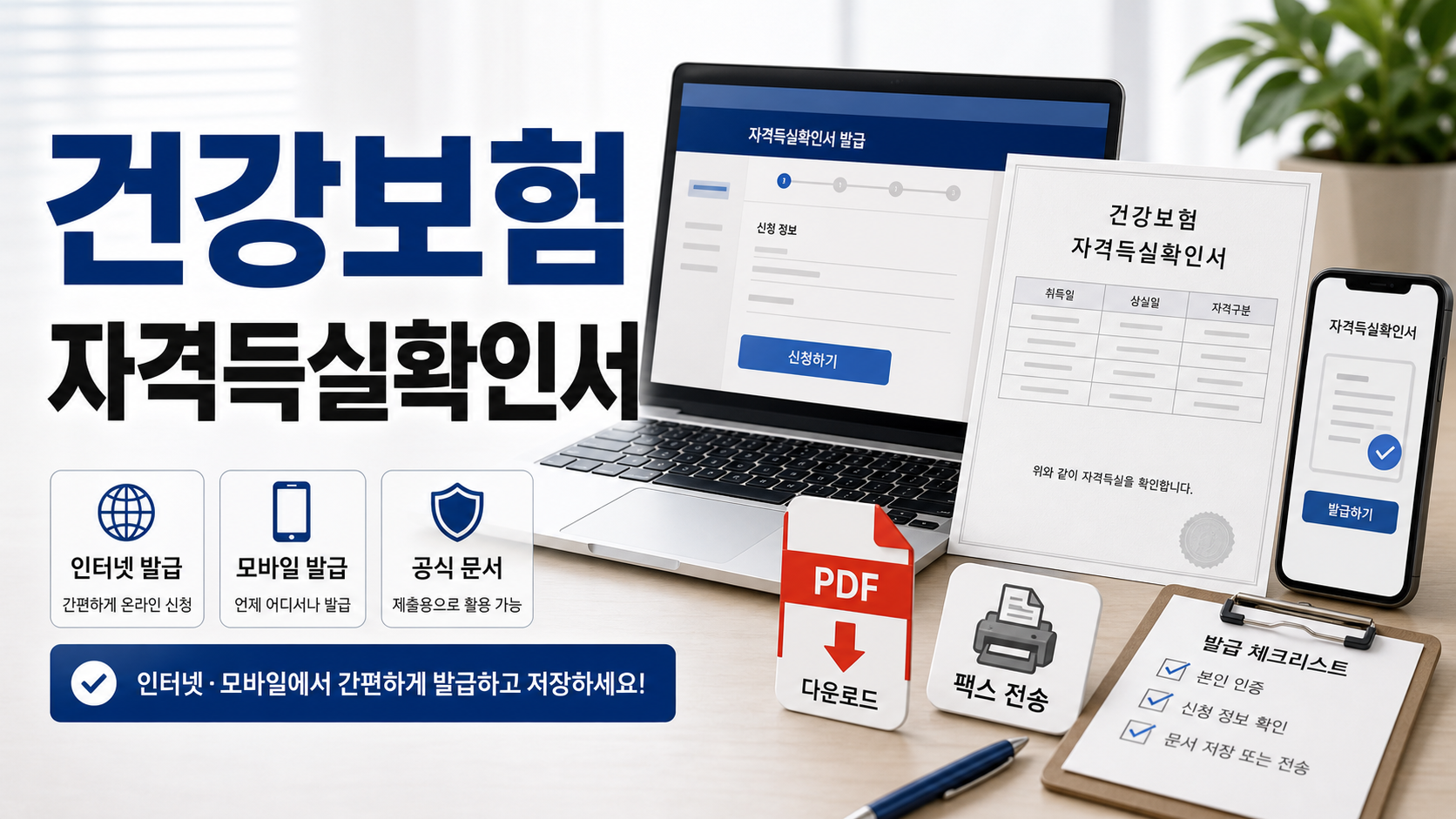 건강보험 자격득실확인서 인터넷 모바일 발급 방법 3가지 - 1분 셀프 PDF 저장 및 팩스 전송 관련 이미지 1