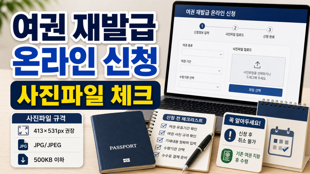 여권 재발급 온라인 신청 2026년 사진파일 규격과 수령 준비물 관련 이미지 1