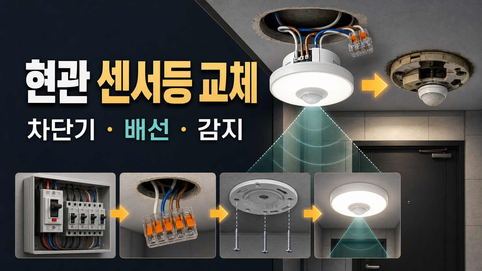 현관 센서등 교체: 차단기·배선·감지범위 안전점검 관련 이미지 1