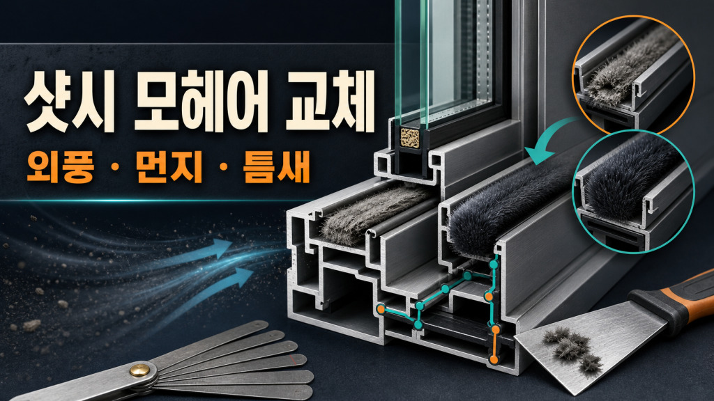 샷시 모헤어 교체: 규격 측정과 창짝 안전 체크 관련 이미지 1
